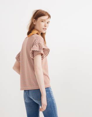 striped ruffle sleeve top