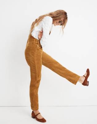 yellow corduroy overalls