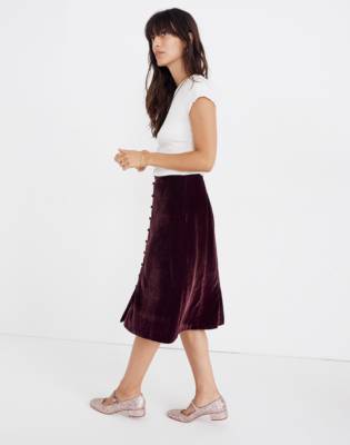 velvet mid length skirts