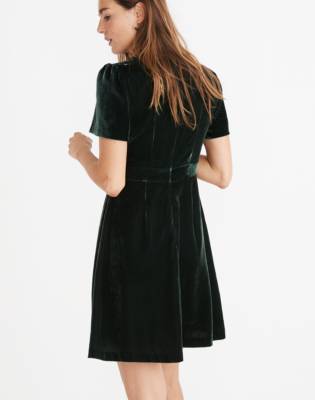 madewell green velvet dress