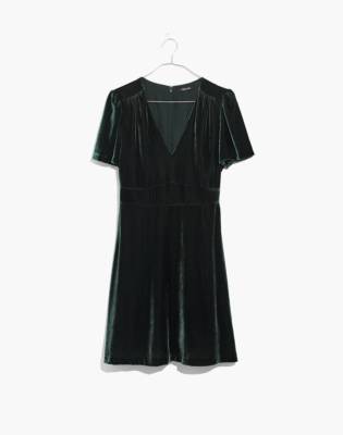 madewell green velvet dress