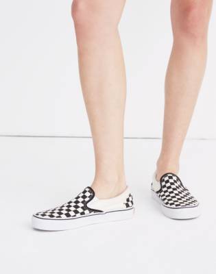 black and white checkered slip on vans