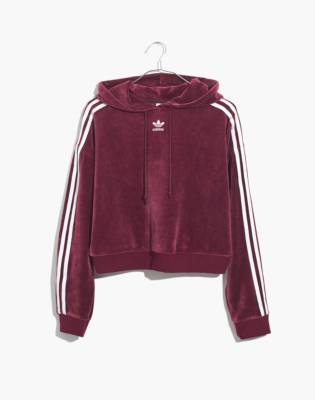 adidas velvet cropped hoodie sweatshirt