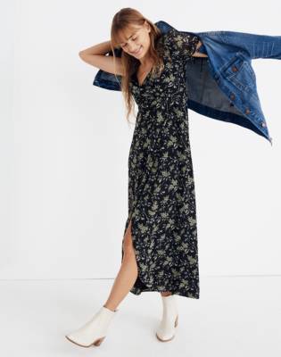 madewell vervain ruffle sleeve wrap dress