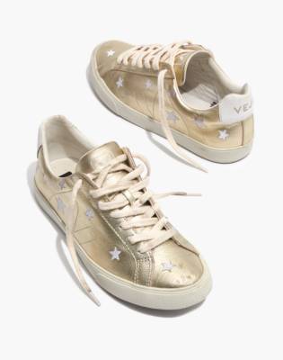 gold leather sneakers