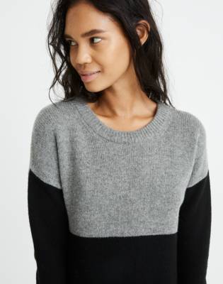 grey color block sweater