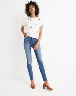 petite frayed hem skinny jeans