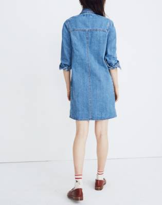 madewell black denim shirtdress