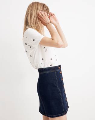 madewell white denim skirt