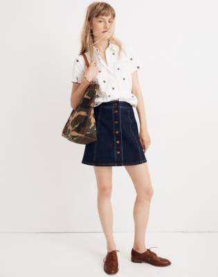 madewell white denim skirt