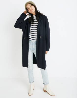 navy sweater coat