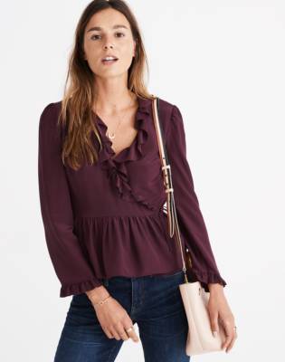 madewell ruffle hem wrap top