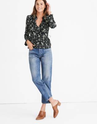 madewell ruffle hem wrap top