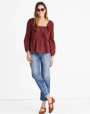 Eyelet Pom Pom Top
