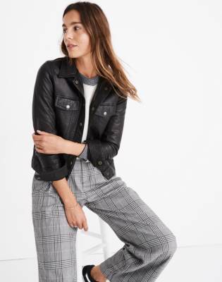 madewell washed leather trucker jacket