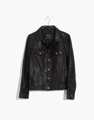 black leather trucker jacket