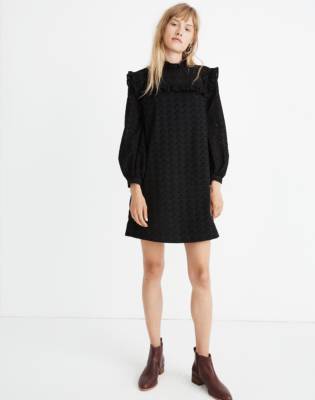 madewell eyelet mockneck ruffle top