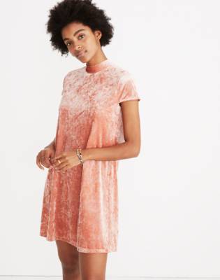 madewell crushed velvet mockneck dress