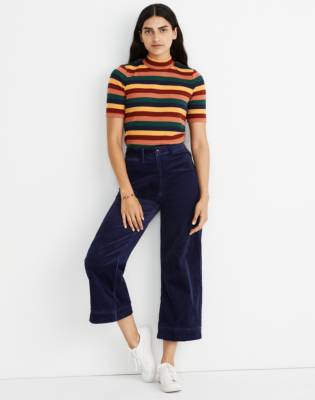 corduroy cropped wide leg trousers