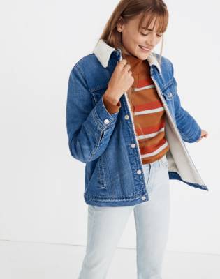 sherpa denim jacket womens oversized