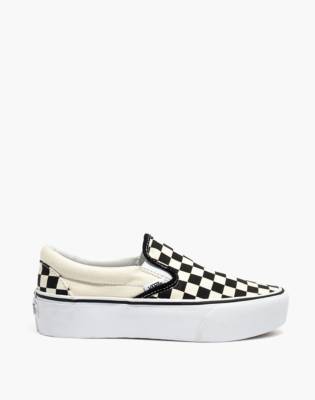 platform checkered vans slip on