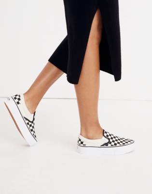 vans platform checkerboard slip on