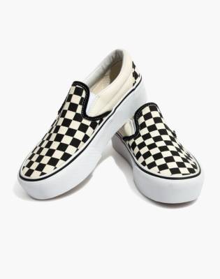 checkerboard vans platform slip ons