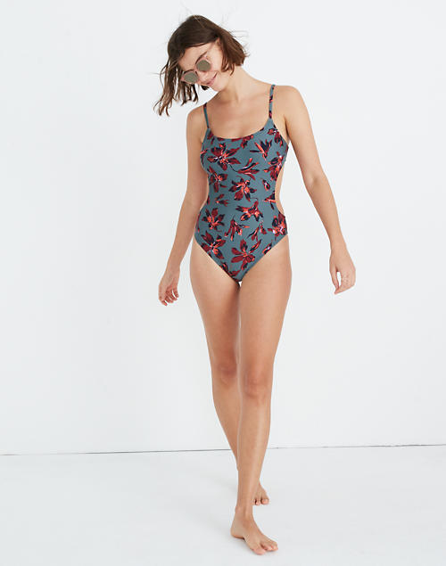 Madewell Tie Back One Piece Swimsuit In Winter Orchid
