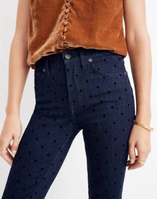 Mid-Rise Skinny Jeans: Flocked Dots Edition