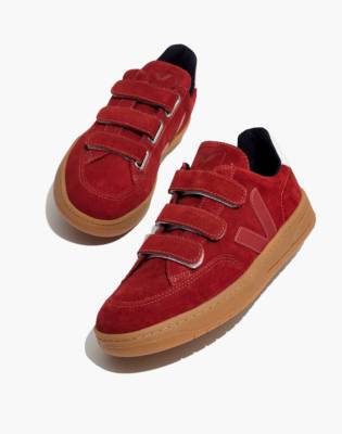 red velcro sneakers