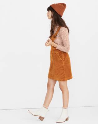 tan overall dress