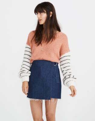 madewell denim wrap skirt