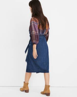 madewell denim wrap skirt