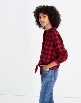 tie front plaid shirt