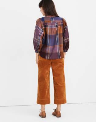 madewell plaid peasant top