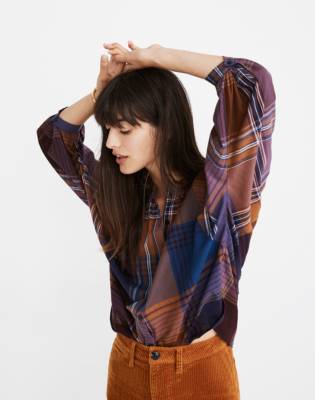 madewell plaid peasant top