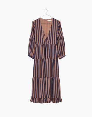 madewell stripe satin midi dress