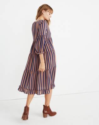 striped satin midi dress