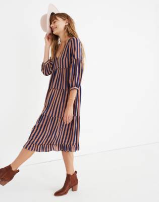 madewell striped midi dress