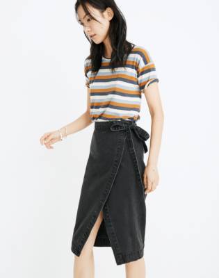 madewell denim wrap skirt