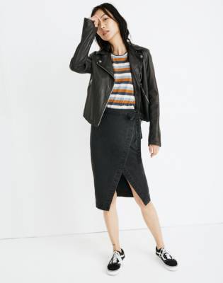 madewell denim wrap skirt