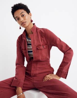 madewell denim slim coverall jumpsuit