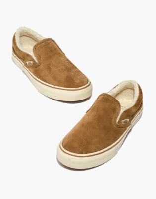 suede fleece slip on vans