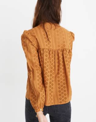 eyelet peasant blouse