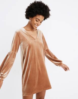 madewell balloon sleeve velvet dress