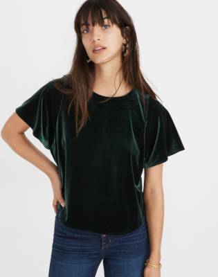 madewell green velvet dress