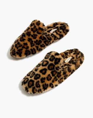 Loafer Scuff Slipper in Leopard Faux-Fur