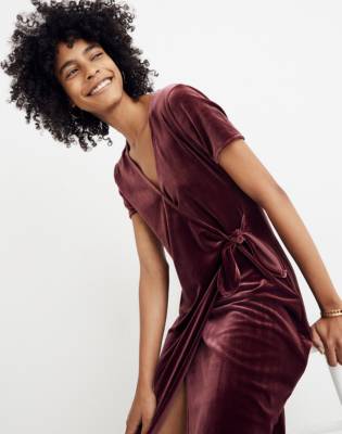 madewell velvet wrap dress