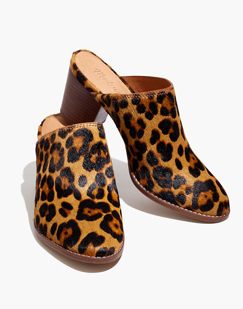 The Harper Mule in Leopard Calf Hair in truffle multi image 1