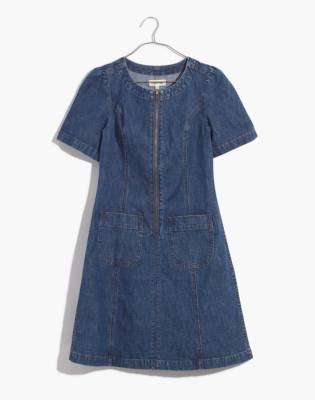 madewell denim a line zip dress